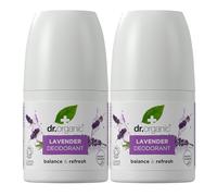 Dr Organic Lot de 2 déodorants à la lavande, sans aluminium, adoucissant, nourrissant et hydratant, végétalien, sans cruelty, sans paraben et sans SLS, 50 ml