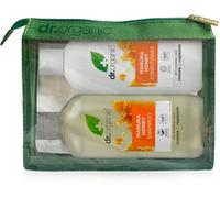 Dr Organic Manuka Ensemble Shampooing Et Après-Shampoing Au Miel Avec Sac De Voyage, Restauration, Cheveux Secs, Naturels, Végétariens, Sans Cruauté Envers Les Animaux, Sans Paraben Et Sls, Plastique