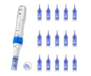 Dr. Pen A6 Lot de 15 cartouches de rechange originales à 12 broches pour soins de la peau, utilisation du visage et du corps, couverture de surface contrôlée, conseils hygiéniques à usage unique