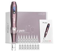 Dr Pen Ultima A10 Lot de 16 stylos à micro-aiguilles dermapen avec 16 cartouches, 12 broches/24 broches/36 broches/42 broches/Nano Round/Nano Square/Nano 3D/Nano 5D, 2 pièces au total