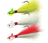 Dr. Poisson Bucktail Jig Fluke Leurre de mer d'eau douce appâts assorties kit Bass striper Tassergal Surf Pêche Blanc, Chartreuse, Rouge, Jaune 1/56,7 gram, 28,3 gram, 56,7 gram, 113,4 gram, 170,1 gram, White,Chartreuse,Red & White, 1 oz