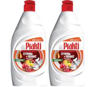 dr.Prakti Liquide Vaisselle Mains Citron + Grenade, n'irrite pas la peau, concentré et efficace, 650 ml (Lot de 2)