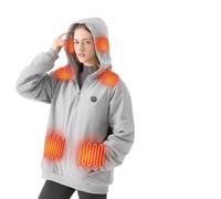 DR.PREPARE Sweat à Capuche Chauffant Unisex avec 16000mAh Batterie, 9 Zones Chauffantes, Chauffage Max 8H, Sweat Chauffant Homme Femme en Ultra-Épais pour Le Travail en Extérieur, Camping, XXL