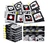 Dr.Rapeti Lot de 6 Livres en Tissu Doux pour bébés, Jouets pour Livre d'éveil Noir et Blanc, Livre sensoriel Noir et Blanc, Jouet Educatif Book(Anglais)