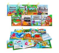 Dr.Rapeti Lot de 8 Livres Sensoriel D'éveil en Tissu Doux pour bébé, Jouet Educatif Sonore Book, Les Livres sont en Anglais