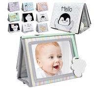 Dr.Rapeti Miroir Bebe Eveil, Miroir Montessori Jouet Noir et Blanc, Jouets Sensoriels avec Livre en Tissu Doux, Jouet avec Motif Contrasté for 0+