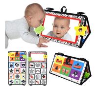 Dr.Rapeti Miroir Bebe Eveil, Miroir Montessori Jouet Noir et Blanc, Jouets Sensoriels pour Bébé Nouveau-né, Jouet Nouveau né avec Miroir Pliable, Jouet avec Motif Contrasté