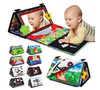 Dr.Rapeti Miroir Bebe Eveil, Montessori Noir et Blanc, Miroir Pliable et Motif Contrasté pour Nouveau-né, Jouet Sensoriel avec Livre en Tissu Doux