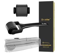 Dr.roller Dermaroller Cheveux, 1 mm Derma Roller Cheveux Repousse, Dermaroller Barbe 540 Micro-Aiguilles en Titane, Rouleau Barbe Homme, Microneedling Cheveux Barbe Visage (Poignée Droite Noir)