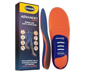 Dr. Scholl’s Semelles Orthopédiques Advanced Hommes Femmes, Pour Chaussures de Travail et Bottes, Soulagent la Fasciite Plantaire, Soutiennent voûte et pieds plats, jusqu’à 150kg, 43.5-44