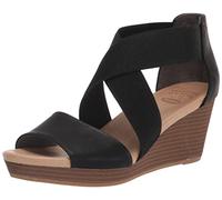 Dr. Scholl's Barton Band Sandales compensées pour femmes, Noir lisse, 39 EU