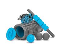 Dr. Scholl's Ensemble de massage 5 en 1 pour étirement et récupération, comprend un rouleau de massage creux avec embouts, un bâton de rouleau musculaire, une sangle d'étirement, une arachide double