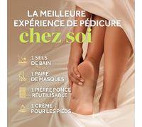 Dr. Scholl's Pedi Perfect Kit 4-en-1 Beauté des Pieds - Comprend des Sels de bains pour Pieds, un Masque Exfoliant pour Pieds, une Crème Hydratante et une Pierre Ponce pour éliminer les callosités