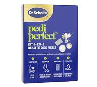 Dr. Scholl's Pedi Perfect Kit 4-en-1 Beauté des Pieds - Comprend des Sels de bains pour Pieds, un Masque Exfoliant pour Pieds, une Crème Hydratante et une Pierre Ponce pour éliminer les callosités