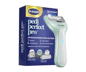 Dr. Scholl's Râpe électrique Pieds Pedi Perfect Pro avec 3 rouleaux Nano Tech - Élimine les callosités pour des pieds doux et beaux - Autonomie 90 minutes - Rechargeable et Etanche