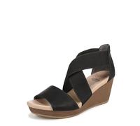 Dr. Scholl's Sandales compensées Barton-band pour femme, noir lisse, 40 EU