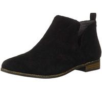Dr. Scholl's Shoes Women's Rate Ankle Boot, Black Perforated Microfiber Suede, 8.5 Wide US