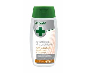 DR SEIDEL Shampooing iodophore avec après-shampooing pour chiens contre les infections cutanées bactériennes et fongiques 220 ml