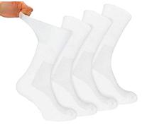 Dr.Socks 4 Paires Chaussettes Sans Elastique pour Diabetiques Bambou Extra Larges Chaussettes Pied Sensible (43-45, Blanc)