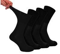 Dr.Socks 4 Paires Chaussettes Sans Elastique pour Diabetiques Bambou Extra Larges Chaussettes Pied Sensible (43-45, Noir)