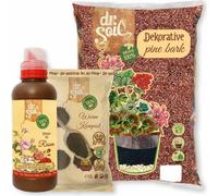 Dr.Soil Kit de soin des plantes pour rosiers de jardin et rosiers en pot avec vermicompost, engrais organique pour rosiers et écorce de pin méditerranéen