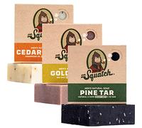 Dr. Squatch Barre de savon entièrement naturelle pour homme, lot de 3 barres, goudron de pin, agrumes de cèdre et mousse dorée.