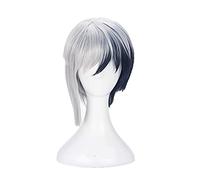 Dr.Stone Asagiri Gen Cosplay Wig Mixed Black Silver White Heat Resistant Synthetic Hair Wig + Wig Cap