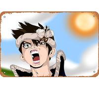 Dr Stone, Chrome (Dr Stone) Anime Poster Décoration murale rétro en métal Plaque métallique 20,3 x 30,5 cm
