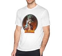 Dr.Stone Men's Short Sleeve Casual Cotton Crew Neck T-Shirt T-Shirts à Manches Courtes(Large)