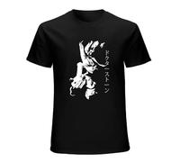 Dr Stone Senku Ishigami Tsukasa Post Apocalyptic Anime Men Black Cotton T-Shirt Print Tee Shirts S