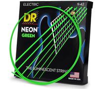 DR String NGE-9 Neon Green Jeu de cordes pour guitare electrique, NGE-9 Green coated 9-42