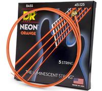 DR Strings – Jeu de cordes pour guitare basse NOB5-45 Orange néon