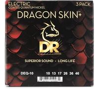 DR Strings Dragon Skin+ DEQ-10 Lot de 3 - Cordes de guitare électrique revêtues de Quantum Nickel 010-046 (moyen) - Technologie précise Core, durée de vie extra longue