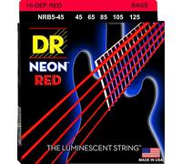 DR Strings Cordes pour basse Hi-Def NRB5-45 Rouge fluo – 5 cordes Taille M (45-125)