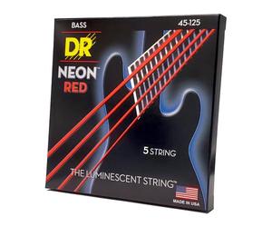 DR Strings Hi-Def Lot de 5 cordes pour basse Rouge fluo Taille M