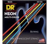 DR Strings HI-DEF NEON™ - Cordes de basse multicolores : 5 cordes moyennes 45-125