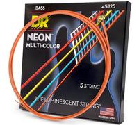 DR Strings HI-DEF NEON™ - Cordes de basse multicolores : 5 cordes moyennes 45-125