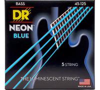 DR Strings – Jeu de cordes pour guitare basse NBB5-45 Hi-Def Neon Bleu – 5 cordes Medium 45-125