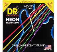 Dr Strings Neon haute définition Multicolore Cordes pour guitare électrique Medium (10-46) Lot de 2