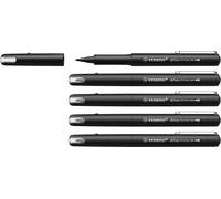 Dr!Ver M - Felt Tip Pen Medium - Pack Of 5 Nylon Tip Pens 0.8 Mm - Black