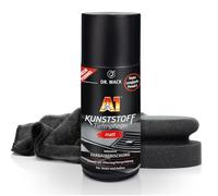 Dr. Wack A1 Kit d'entretien du plastique de voiture pour l'intérieur et l'extérieur | Nettoyant en profondeur pour plastique mat 250 ml + éponge d'application + chiffon de polissage | Pour un