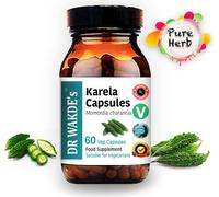 DR WAKDE'S Karela Capsules (Courge amère Melon amer)| 60 Vegi Caps|Supplément ayurvédique | Vegan| 100% Herbes| Réduction de quantité| Expédition le jour même