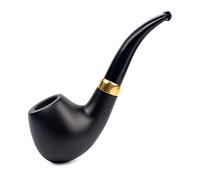 Dr. Watson - Pipe à tabac, Forme classique Bent Apple, Fabriquée en bois d'érable, Compatible avec filtre 9mm (Noir)