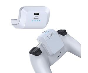 DR1TECH GameBat Batterie Pour Manette Dualsense PS5 1500 Mah Ergonomique [Blanc] | Double Ton Temps De Jeu | Accessoires Pour PS5