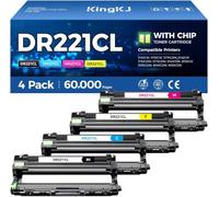 DR221CL Lot de 4 tambours (pas de toner) Noir Cyan Jaune Magent Compatible avec Brother DR-221CL Tambour d'imagerie pour imprimante MFC-9130CW HL-3170CDW MFC-9340CDW HL-3140CW 3150CW MFC-9330CDW