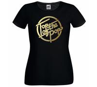 dr65QQCe Womens 1970s Top of The Charts TV Talent Show Music Fan Lady Fit Black T-Shirt
