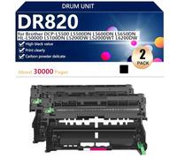 DR820 Unité de Tambour Compatible pour Brother DCP-L5500 L5500DN L5600DN L5650DN HL-L5000D L5100DN L5200DW L5200DWT L6200DW Imprimante, Haut Rendement 30000 Pages, Impression Nette,Black-2 Pack