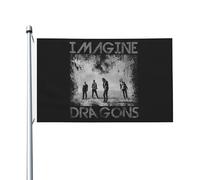 Dra*gons Pop Rock Band Imagine Drapeau double face 90x150 cm - Bannière murale décorative en polyester - Drapeau de jardin pour extérieur/intérieur - cadeau concert