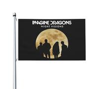 Dra*gons Pop Rock Band Imagine Drapeau double face 90x150 cm - Bannière murale décorative en polyester - Drapeau de jardin pour extérieur/intérieur - cadeau concert