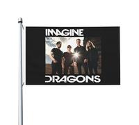 Dra*gons Pop Rock Band Imagine Drapeau double face 90x150 cm - Bannière murale décorative en polyester - Drapeau de jardin pour extérieur/intérieur - cadeau concert
